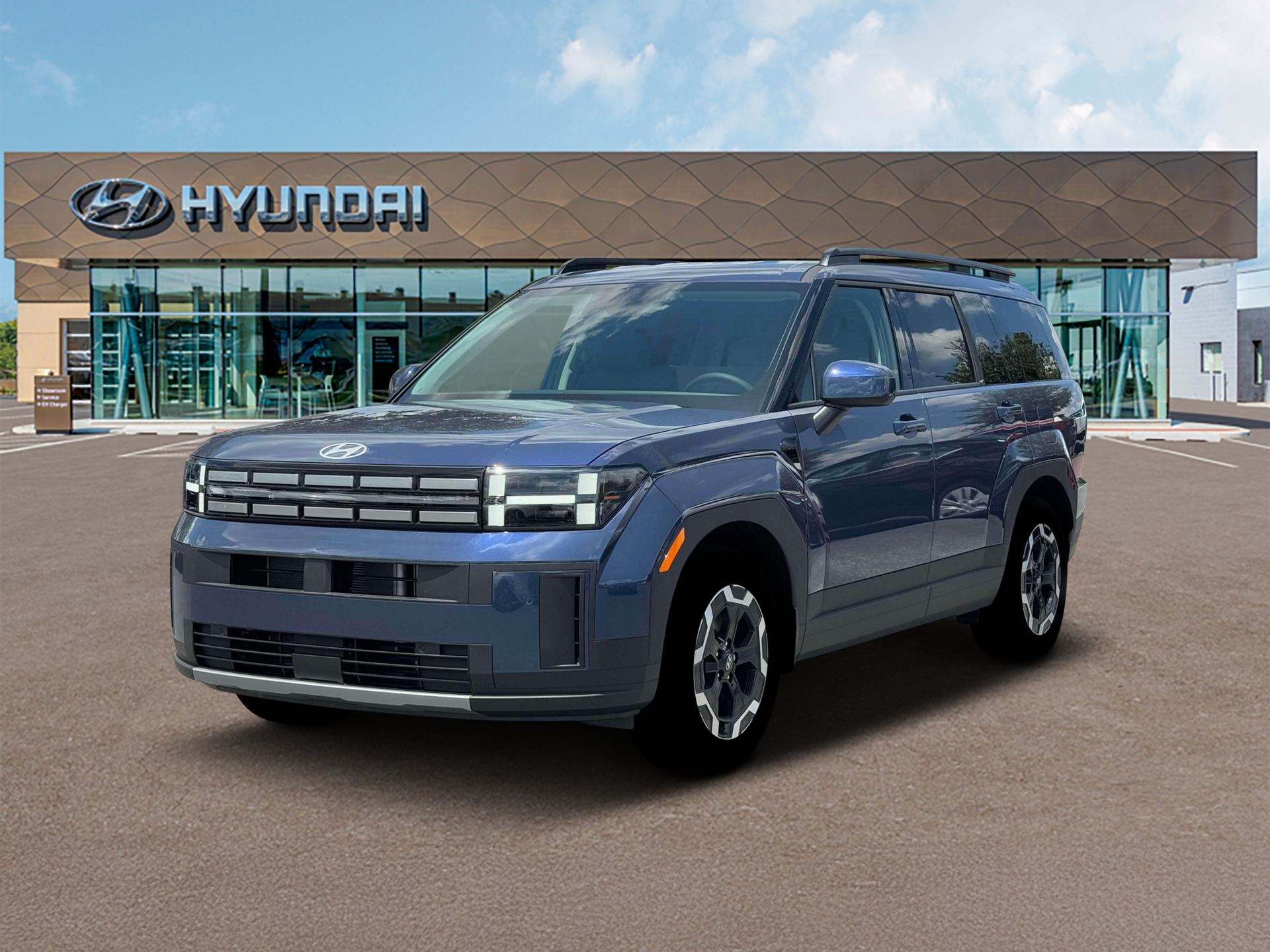2026 Hyundai SANTA FE SEL AWD in Atlantis Blue — front three-quarter view