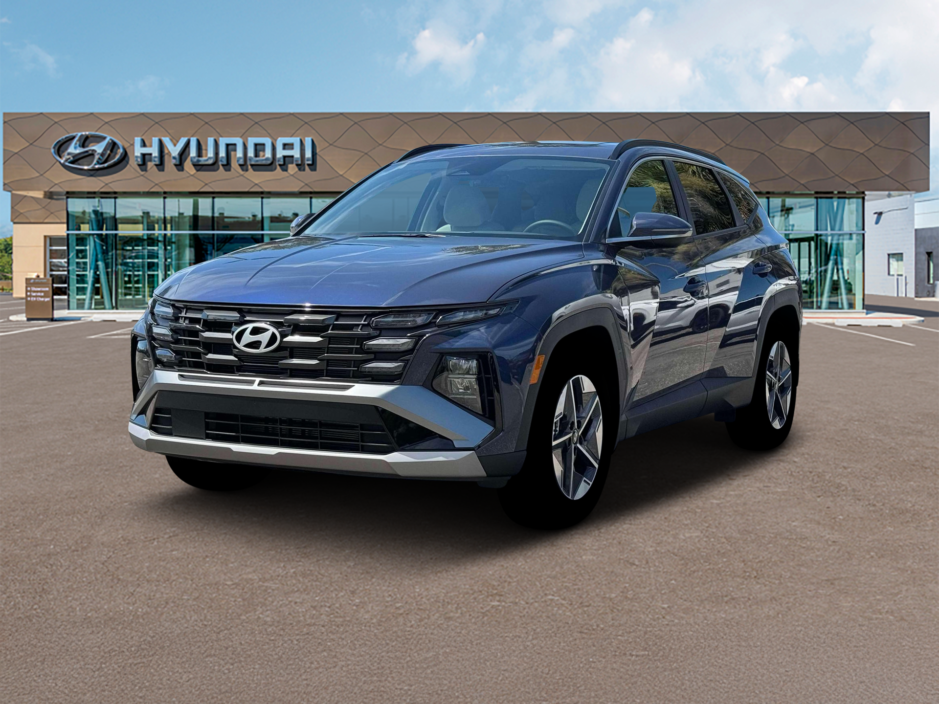 2026 Hyundai TUCSON SEL Premium AWD in Atlantis Blue — front three-quarter view