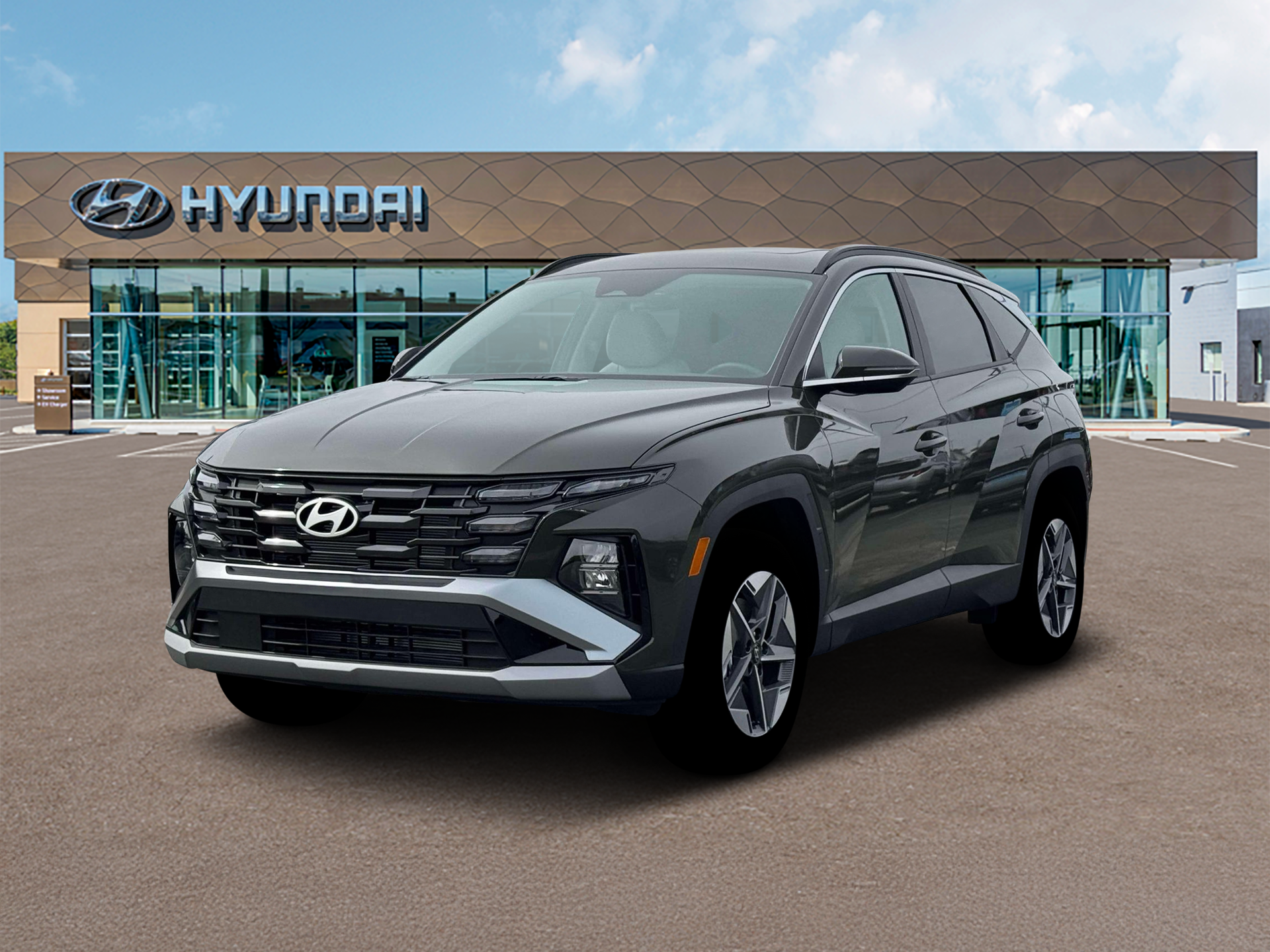 2026 Hyundai TUCSON SEL Premium AWD in Rockwood Green — front three-quarter view